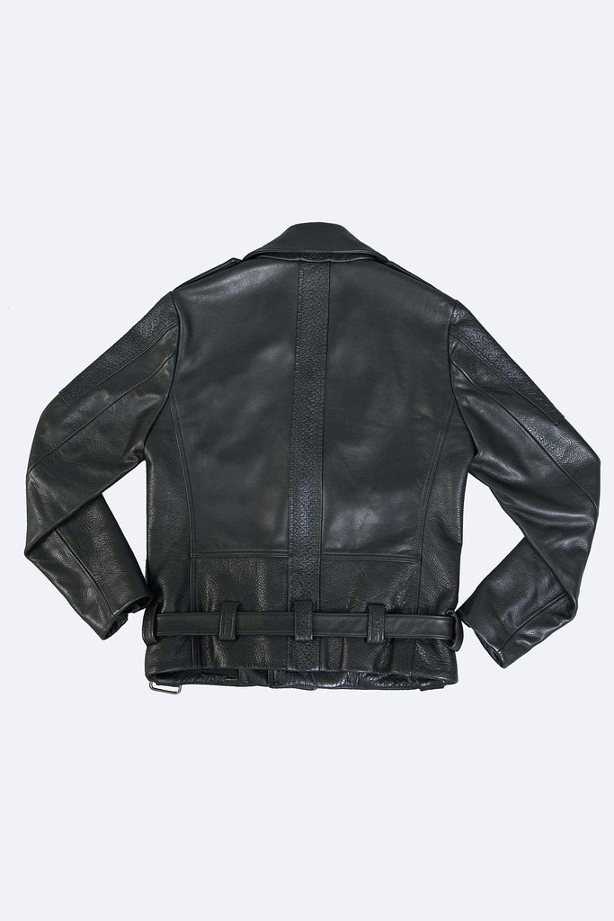 Odd Natives, The 'Maverick' motorcycle jacket is constructed from embossed and smooth cowhide leather imported from Italy and made in New York City. Features matte black snaps and gunmetal hardware, fully lined. Complementary Shipping included. 